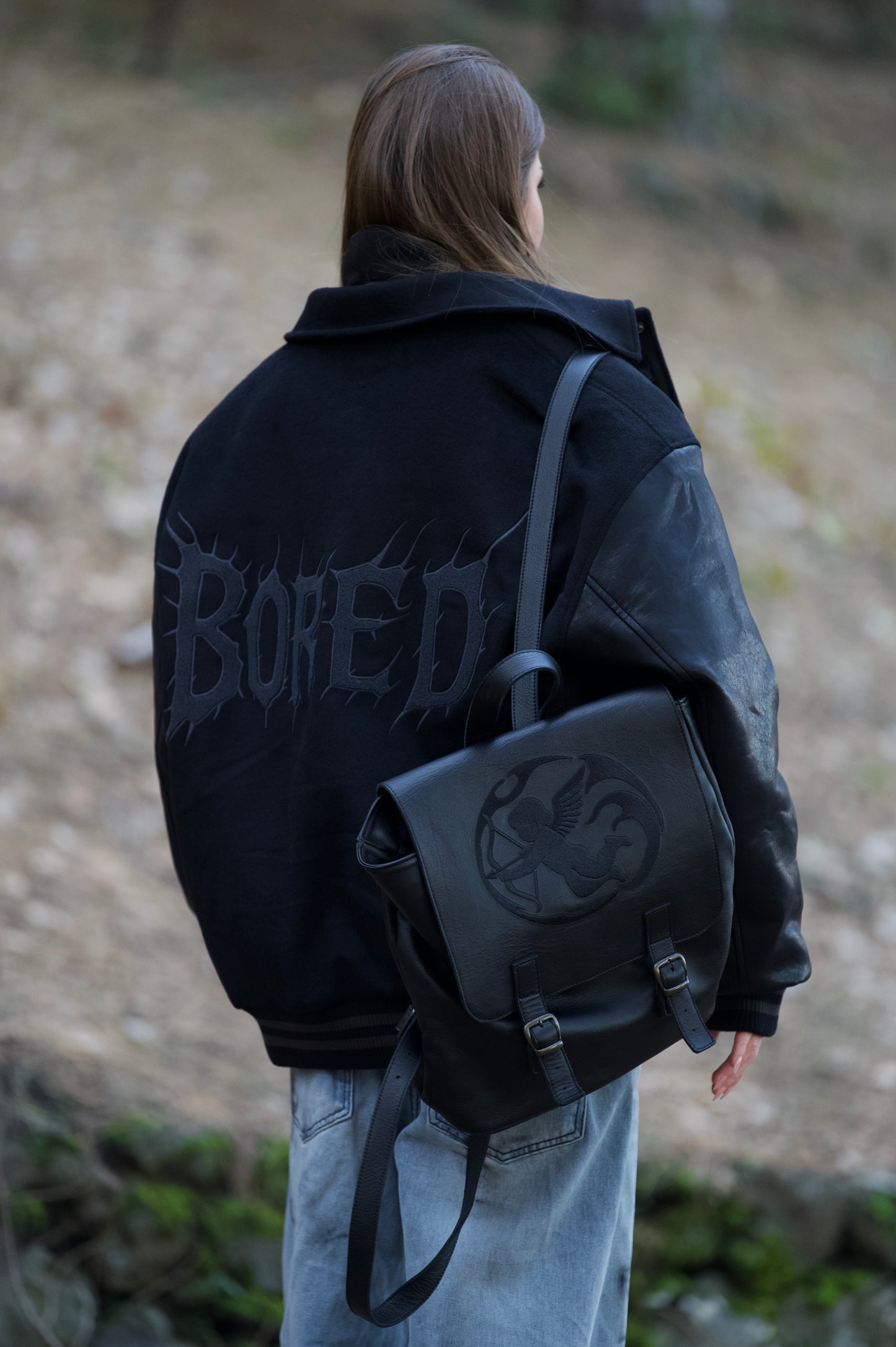 BORED LEATHER BACKPACK