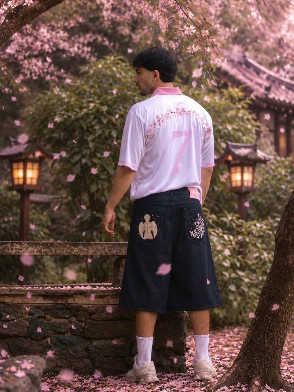 SAKURA NAVY BAGGY JORTS