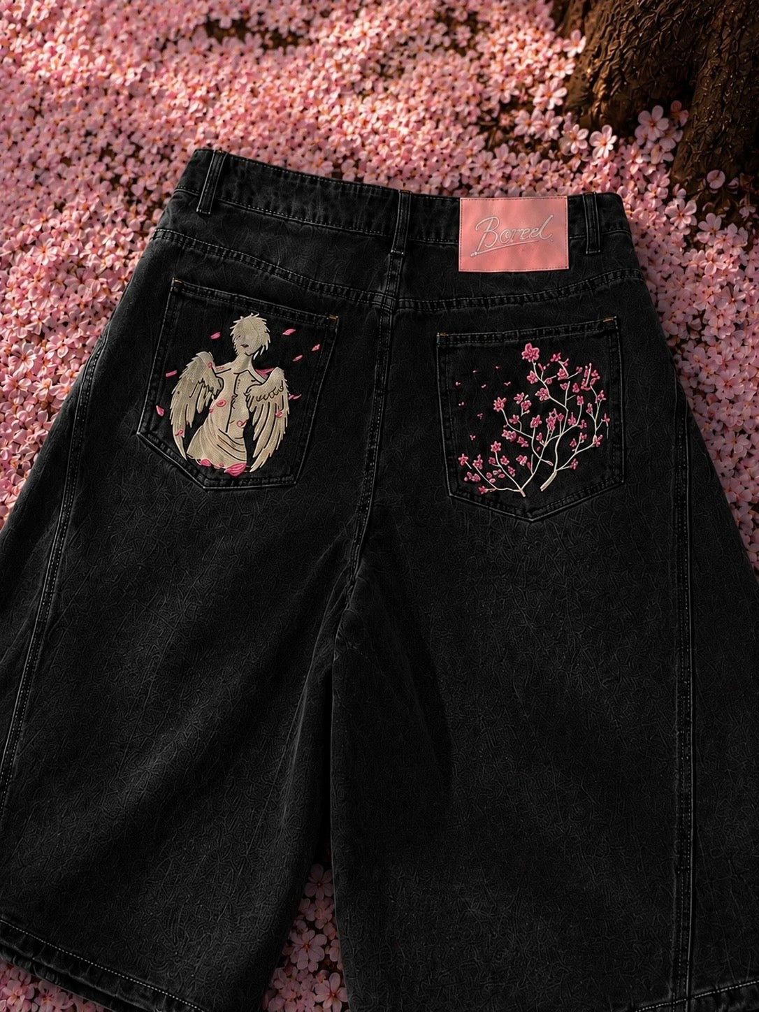 SAKURA BLACK BAGGY JORTS