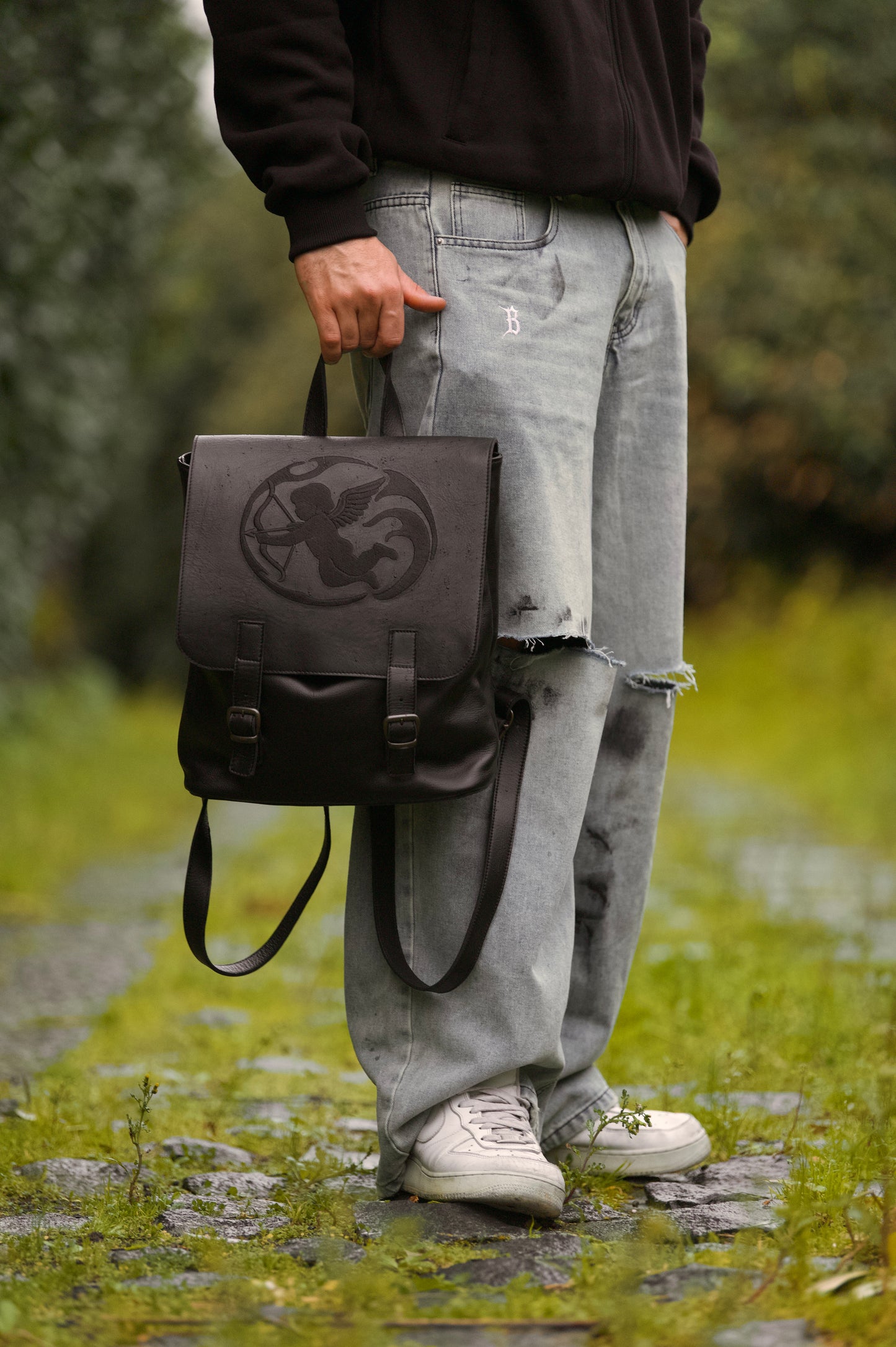 BORED LEATHER BACKPACK