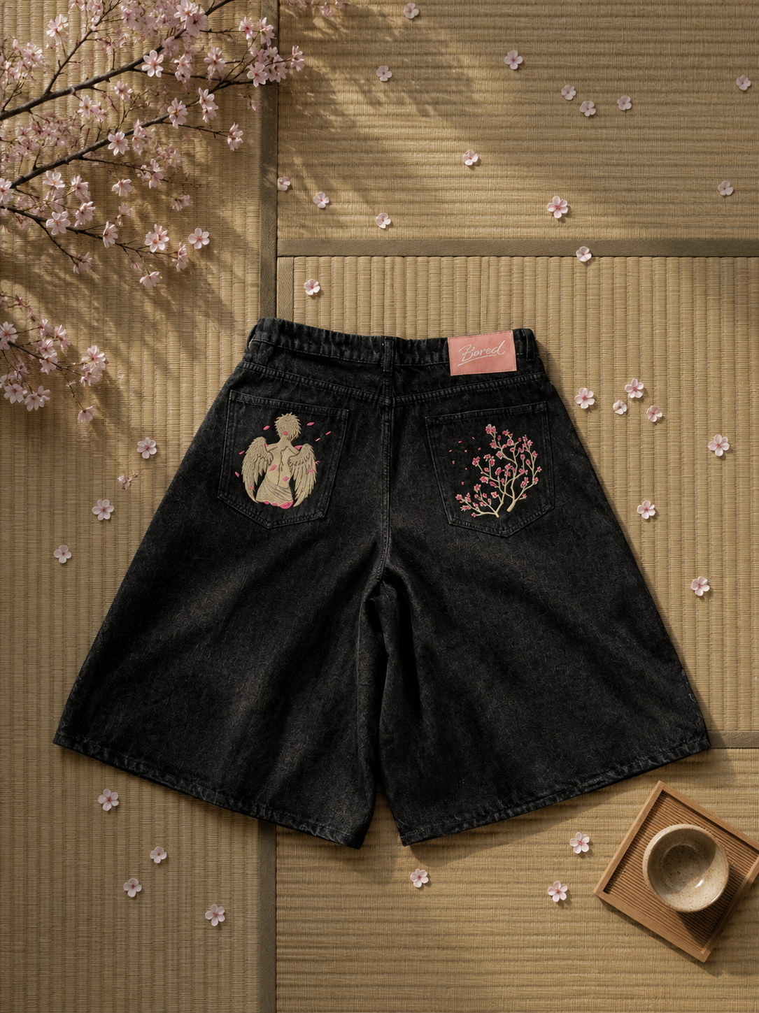 SAKURA NAVY BAGGY JORTS