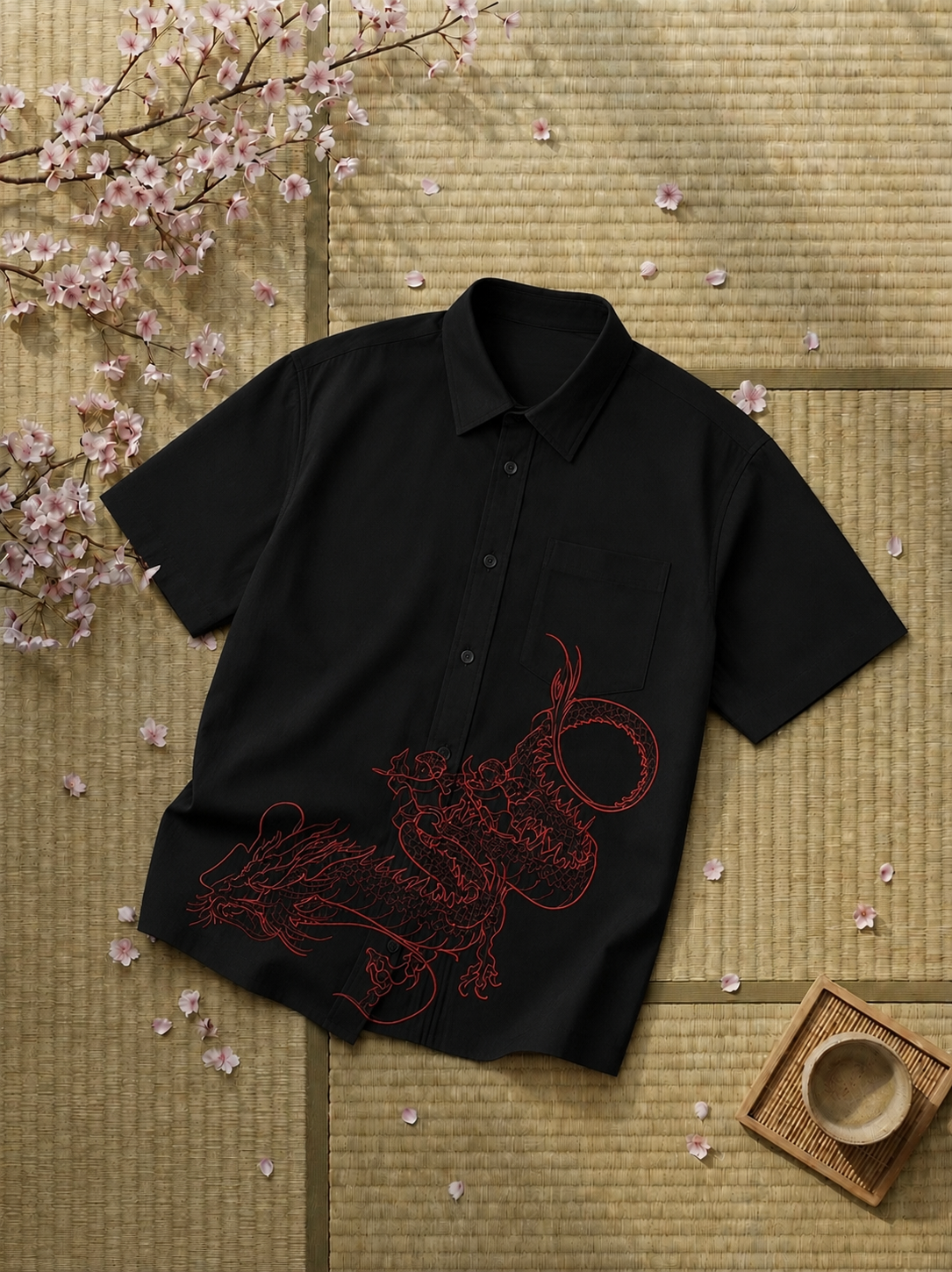 SAKURA DRAGON SHIRT Black