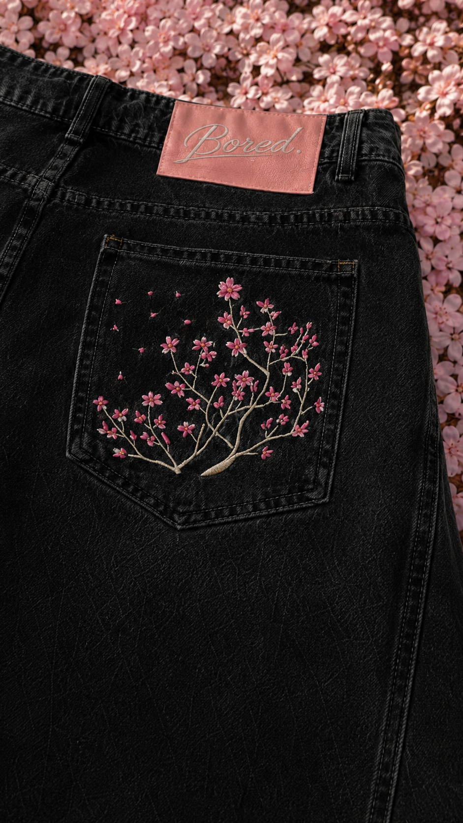 SAKURA BLACK BAGGY JORTS