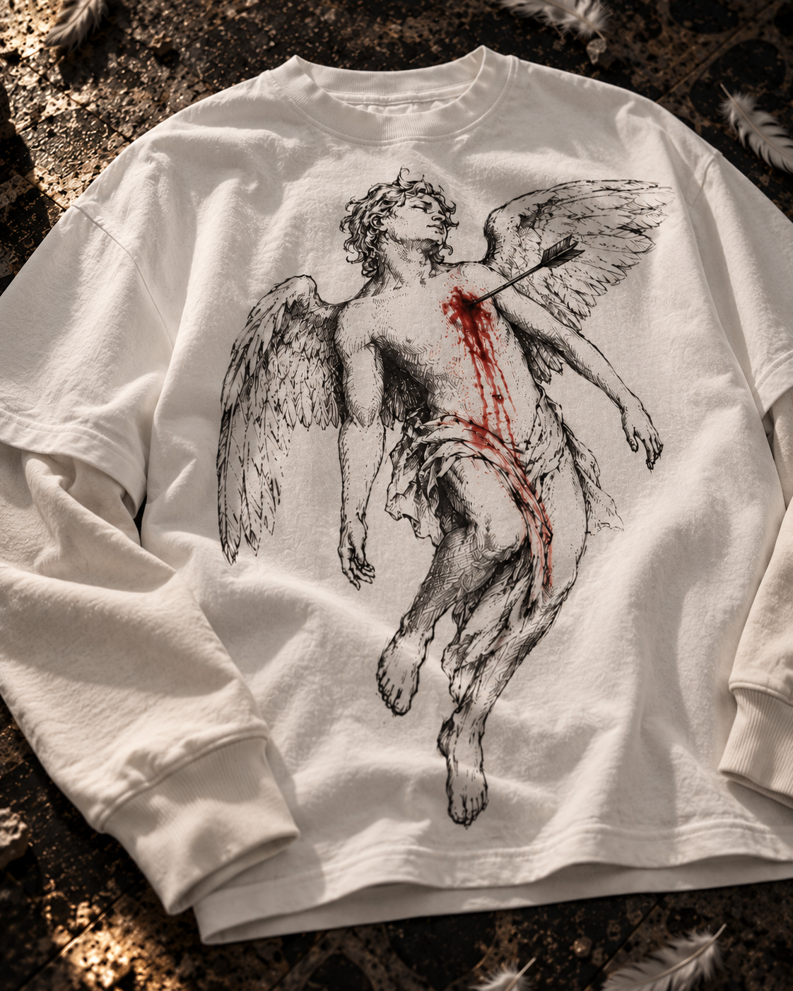 BLEEDING ANGEL SLEEVE TEE WHITE