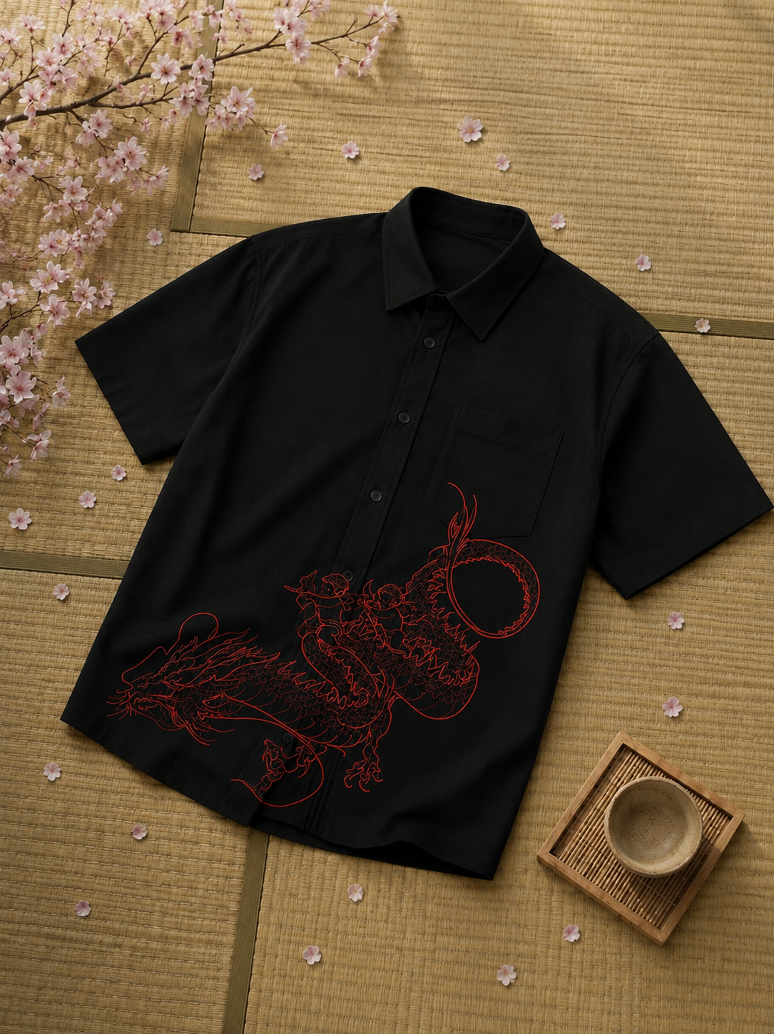 SAKURA DRAGON SHIRT Black