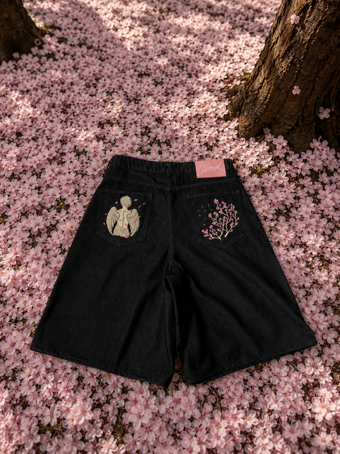SAKURA NAVY BAGGY JORTS