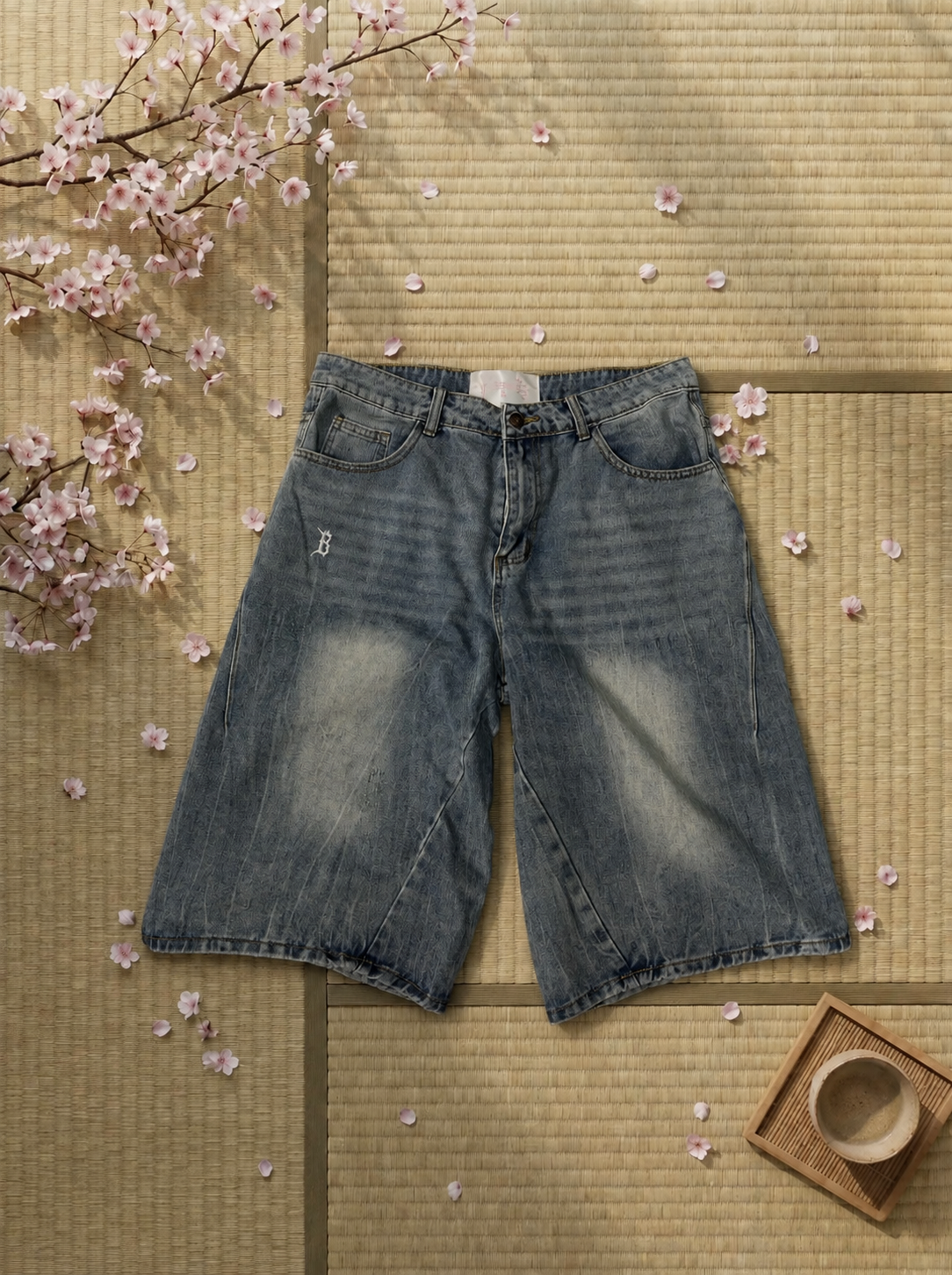 SAKURA SKYBLU BAGGY JORTS