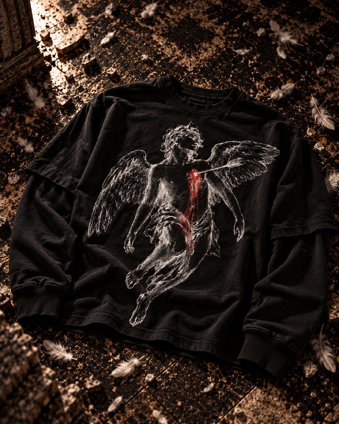 BLEEDING ANGEL SLEEVE TEE WHITE