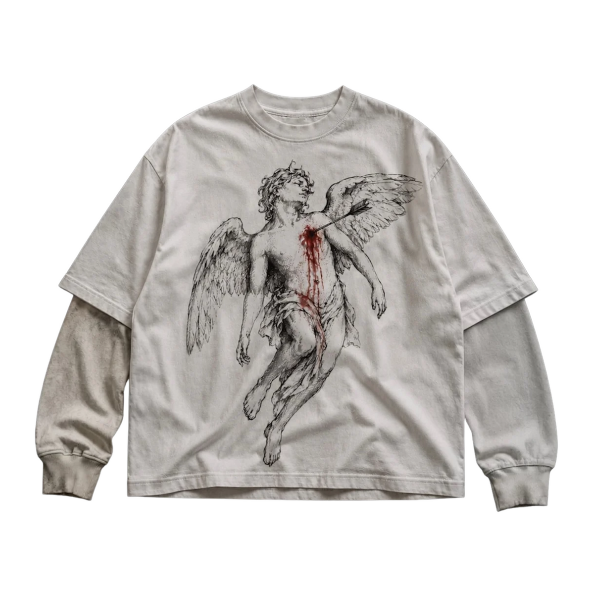 BLEEDING ANGEL SLEEVE TEE WHITE