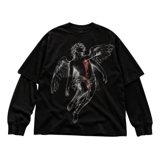 BLEEDING ANGEL SLEEVE TEE BLACK